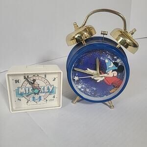 Lot Of 2 Vintage Mickey Mouse Clocks Vintage Disney Twin Bell + Lorus Quartz